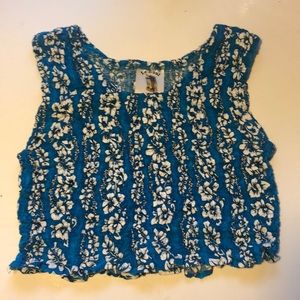 Smocked Hibiscus print cropped tank